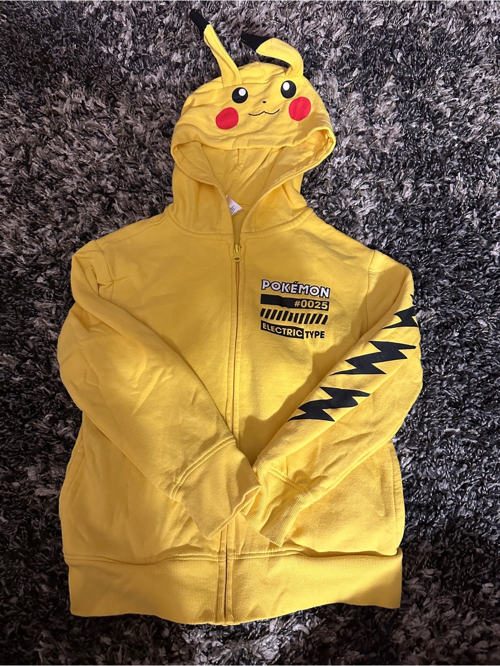 Pokemon Pikachu Yellow Zip Hoodie with Ear Hood